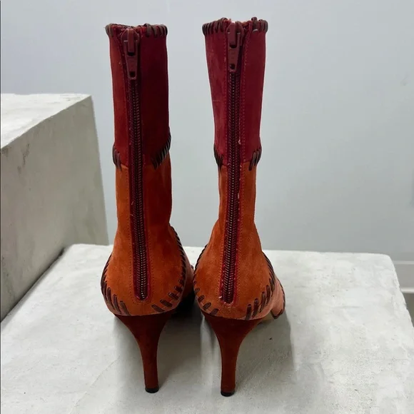 Salvatore Ferragamo Red and Orange Heeled Boots - Picture 4 of 7